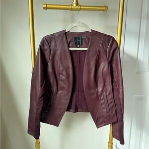 Dynamite Fitted Maroon Faux Leather Jacket